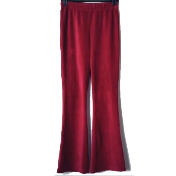 NWOT Kylie Corduroy Style Flare Pants S Burgundy Red Wide Wale Stretch - Picture 1 of 8